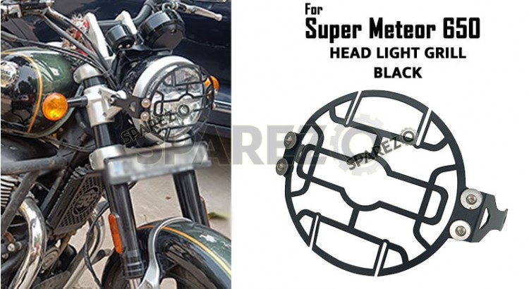 Royal Enfield Super Meteor 650 Headlight Grill Black - SPAREZO